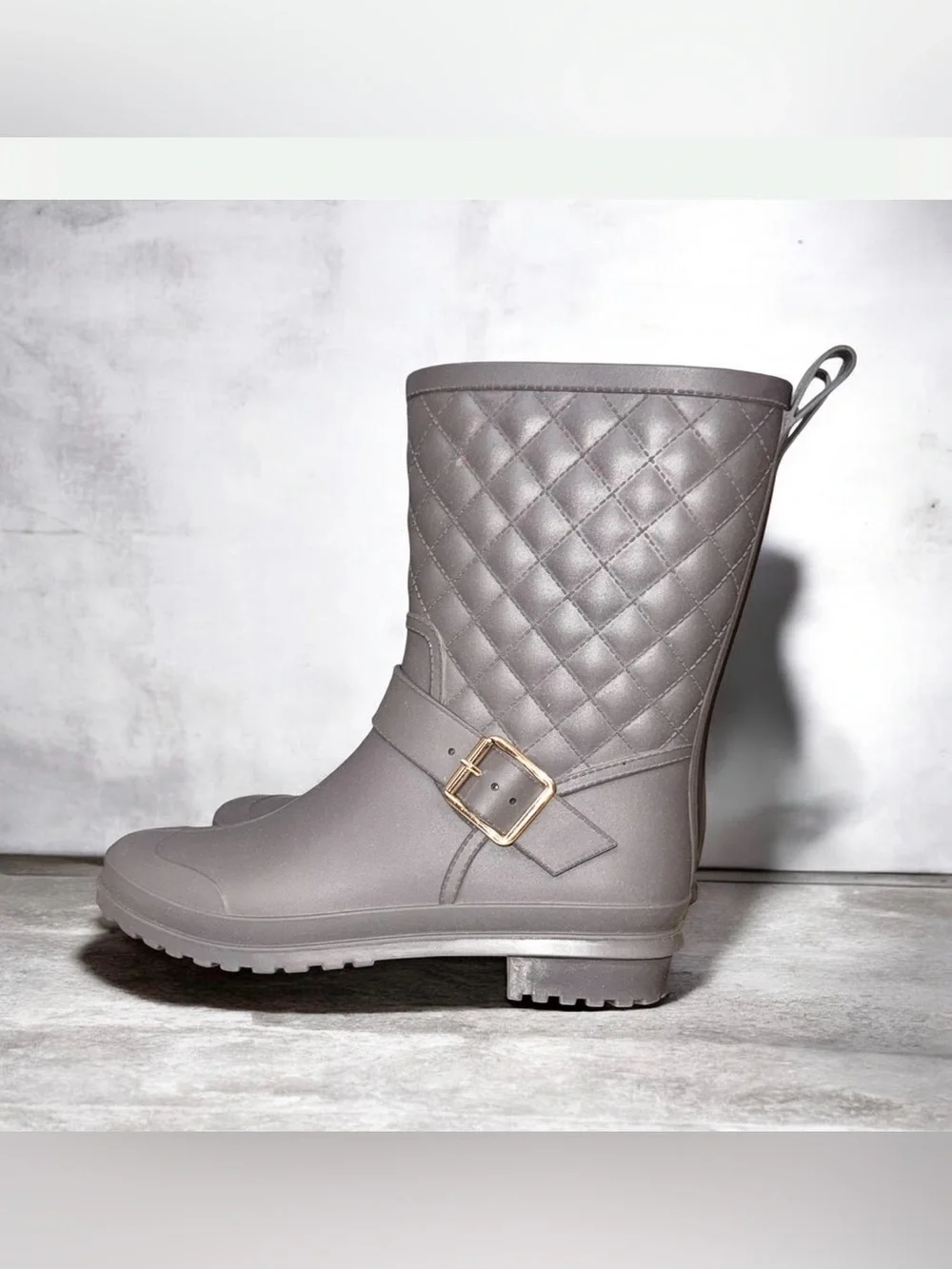 CAPELLI New York gray Quilt Mid-Calf RAIN BOOTS Women’s Wellies shoes size 7